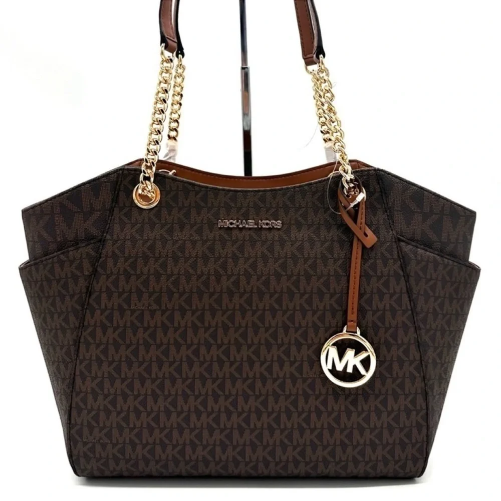 Michael Kors Large Jet Set Travel Chain Shoulder Bag Brown (NWT)